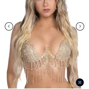 Lumi Shop Cosmic Empress Rhinestone Gold Top